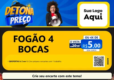 Modelo de Cartaz para Cartaz A4 Horizontal com o tema Detona Preços para Móveis e Eletro