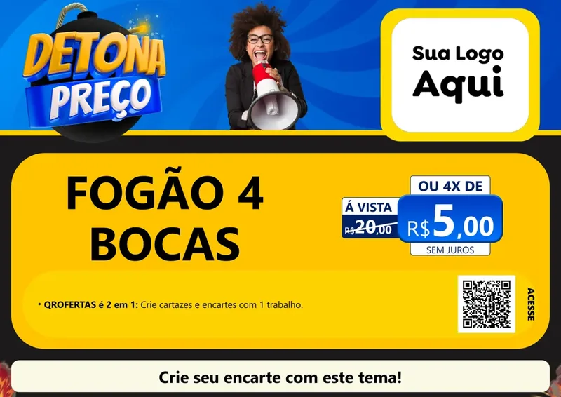 Modelo de Cartaz para Cartaz A4 Horizontal com o tema Detona Preços para Móveis e Eletro