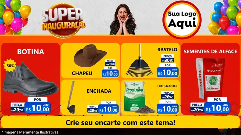 Modelo de TV para TV Horizontal com o tema Super Inauguração para Agropecuária