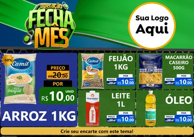 Modelo de Encarte para Encarte A4 Horizontal com o tema Operação Fecha Mês para Supermercado