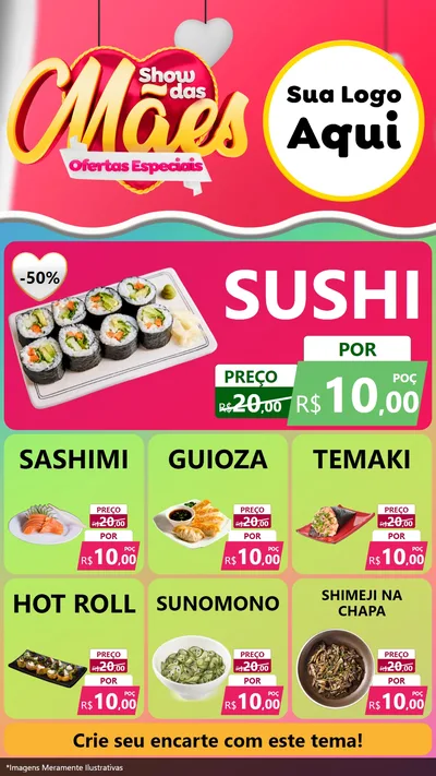 Modelo de Rede Social para Stories com o tema Show das Mães - Ofertas Especiais para Comida japonesa
