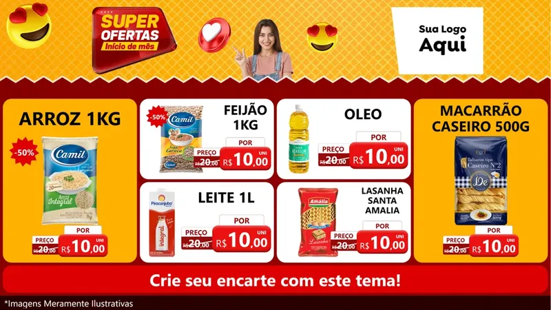 Modelo de TV para TV Horizontal com o tema Super Ofertas Inicio De mês para Supermercado