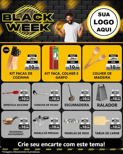 Modelo de Rede Social para Feed Instagram com o tema Black Week para Utilidades Domésticas