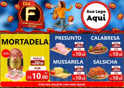 Modelo de Encarte para Encarte A4 Horizontal com o tema Dia F - O Dia Mais Barato Do Mês para Frios e Laticínios