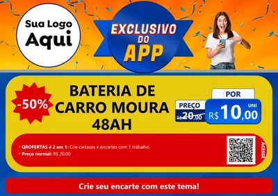 Modelo de Cartaz para Cartaz A4 Horizontal com o tema Exclusivo do Aplicativo para Baterias Elétricas