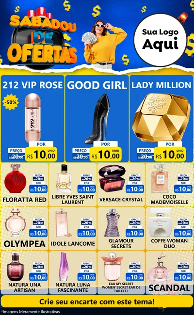 Modelo de Encarte para Encarte Grande com o tema Sabadou de Ofertas para Perfumes