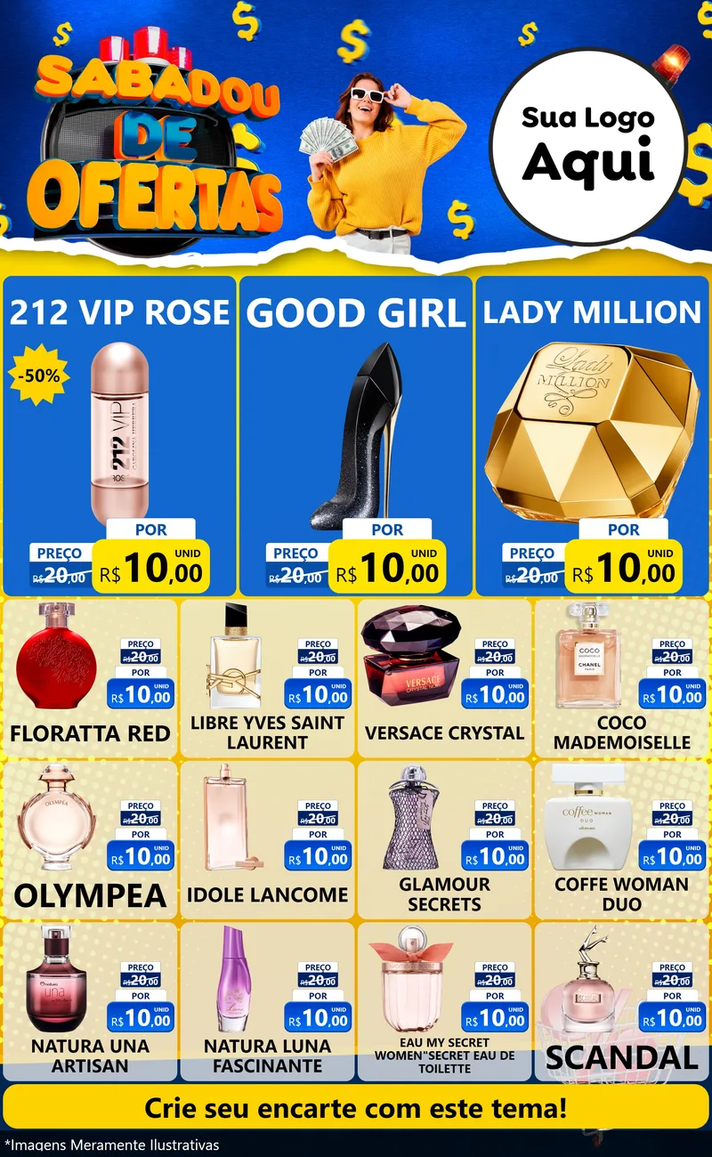 Modelo de Encarte para Encarte Grande com o tema Sabadou de Ofertas para Perfumes