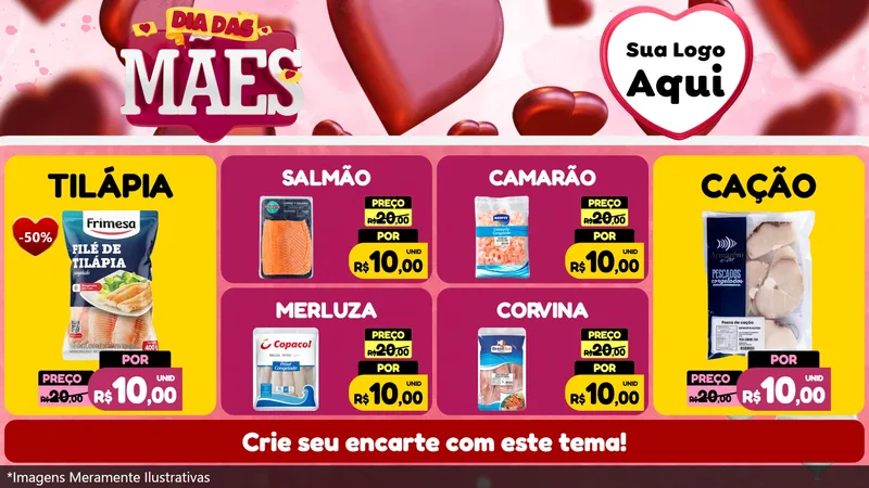 Modelo de TV para TV Horizontal com o tema Dia Das Mães para Peixaria