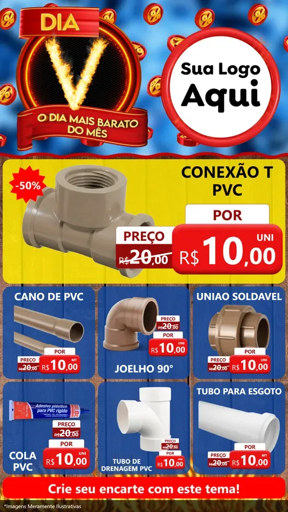 Modelo de Rede Social para Stories com o tema Dia V - O Dia Mais Barato Do Mês para Tubos e conexões