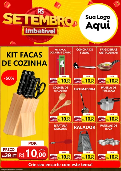 Modelo de Encarte para Encarte A4 Vertical com o tema Setembro Imbatível para Utilidades Domésticas