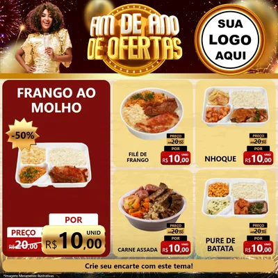 Modelo de Rede Social para Feed Facebook com o tema Fim de Ano de Ofertas para Restaurante