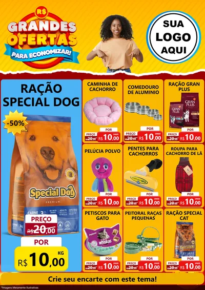Modelo de Encarte para Encarte A4 Vertical com o tema Grandes Ofertas Para Economizar! para Pet Shop