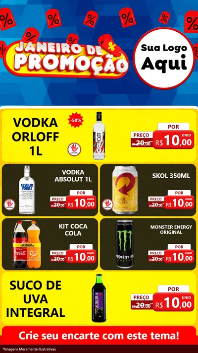 Modelo de TV para TV Vertical com o tema Janeiro de Promoção para Distribuidora de bebidas