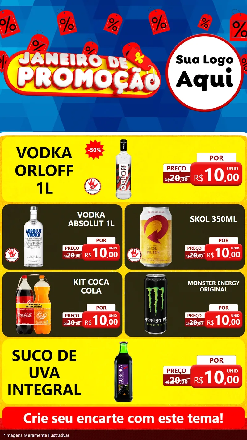Modelo de TV para TV Vertical com o tema Janeiro de Promoção para Distribuidora de bebidas