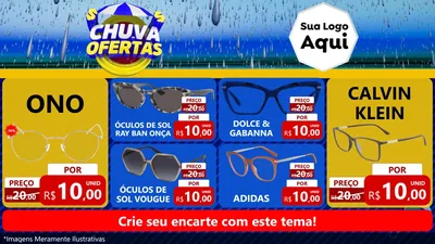 Modelo de TV para TV Horizontal com o tema Chuva de Ofertas para Óticas
