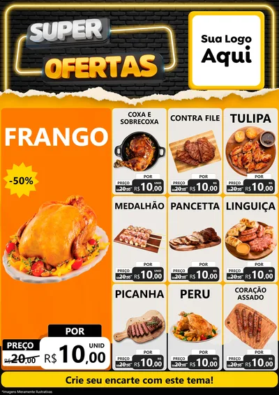 Modelo de Encarte para Encarte A4 Vertical com o tema Super Ofertas para Assados