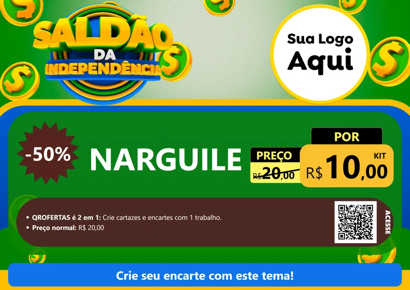 Modelo de Cartaz para Cartaz A4 Horizontal com o tema Saldão da Indepêndencia para Tabacaria