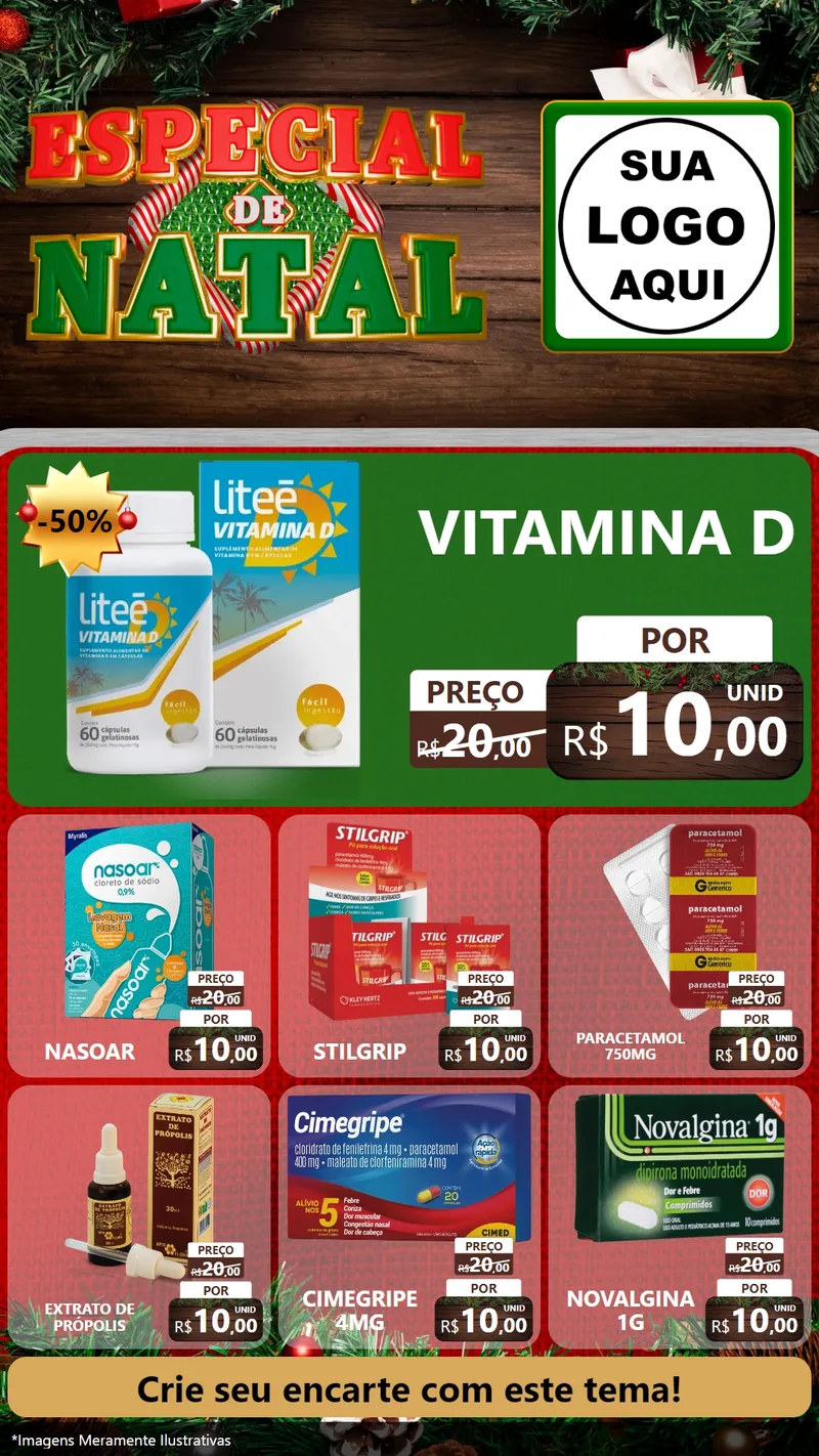 Modelo de Rede Social para Stories com o tema Especial de Natal para Farmácia