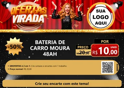 Modelo de Cartaz para Cartaz A4 Horizontal com o tema Ofertas da Virada para Baterias Elétricas
