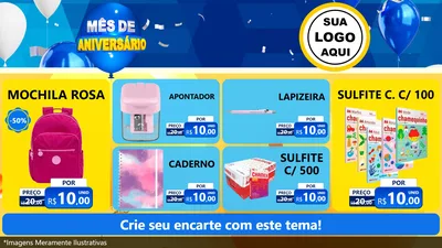 Modelo de TV para TV Horizontal com o tema Mês de Aniversário para Papelaria