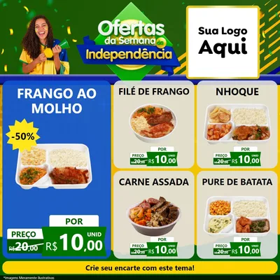 Modelo de Rede Social para Feed Facebook com o tema Ofertas da Semana da Independência para Restaurante