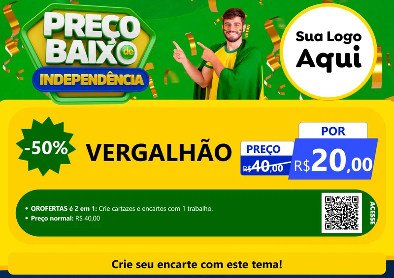 Modelo de Cartaz para Cartaz A4 Horizontal com o tema Preço Baixo de Independência para Ferragens
