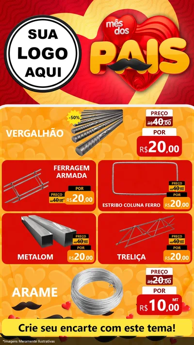 Modelo de TV para TV Vertical com o tema Mês Dos Pais para Ferragens