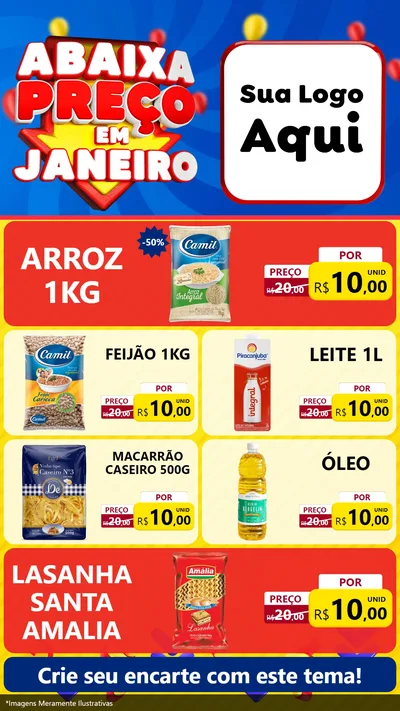 Modelo de TV para TV Vertical com o tema Abaixa Preço em Janeiro para Supermercado