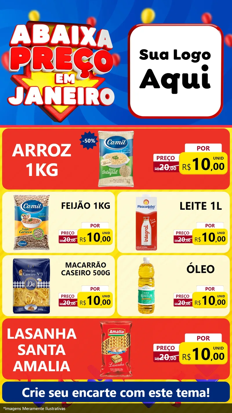 Modelo de TV para TV Vertical com o tema Abaixa Preço em Janeiro para Supermercado
