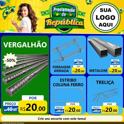 Modelo de Rede Social para Feed Facebook com o tema Proclamação da República para Ferragens