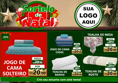 Modelo de Encarte para Encarte A4 Horizontal com o tema Sorteio de Natal para Cama, Mesa e Banho