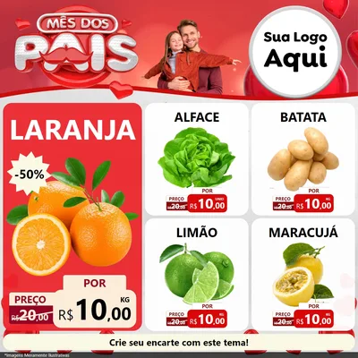 Modelo de Rede Social para Feed Facebook com o tema Mês dos Pais para Hortifrúti