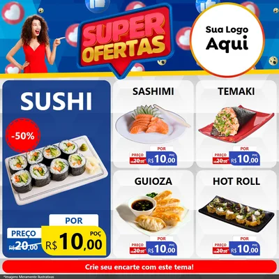 Modelo de Rede Social para Feed Facebook com o tema Super Ofertas para Comida japonesa