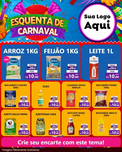 Modelo de Rede Social para Feed Instagram com o tema Esquenta de Carnaval para Supermercado
