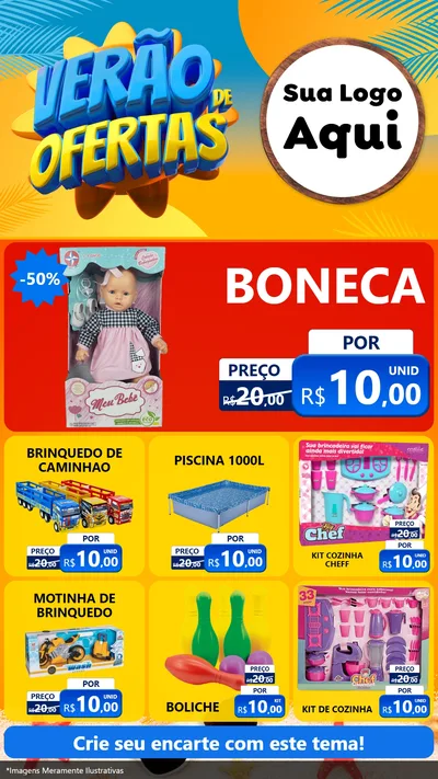 Modelo de Rede Social para Stories com o tema Verão de Ofertas para Brinquedos