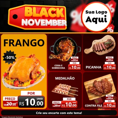 Modelo de Rede Social para Feed Facebook com o tema Black November para Assados
