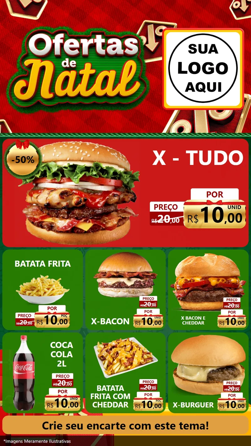 Modelo de Rede Social para Stories com o tema Ofertas de Natal para Hamburgueria
