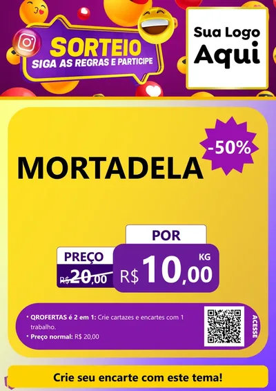 Modelo de Cartaz para Cartaz A4 Vertical com o tema Sorteio para Frios e Laticínios