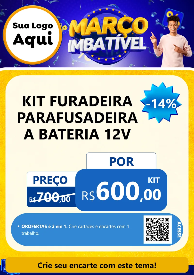 Modelo de Cartaz para Cartaz A4 Vertical com o tema Março Imbatível para Maquinas e Ferramentas