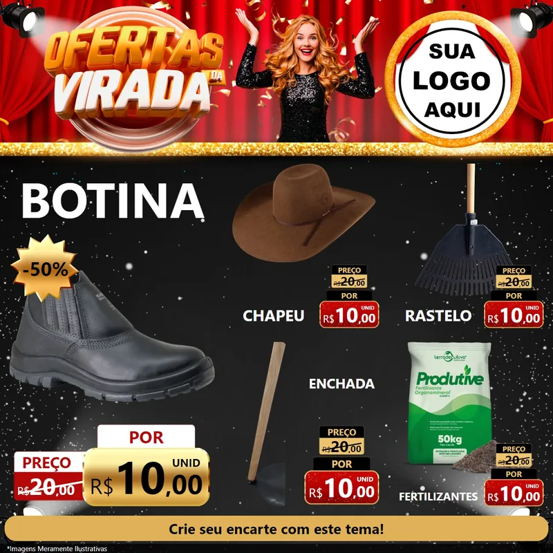 Modelo de Rede Social para Feed Facebook com o tema Ofertas da Virada para Agropecuária