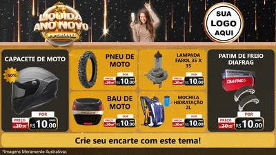 Modelo de TV para TV Horizontal com o tema Liquida Ano Novo Imperdível para Moto peças