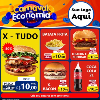 Modelo de Rede Social para Feed Facebook com o tema Carnaval da Economia para Hamburgueria