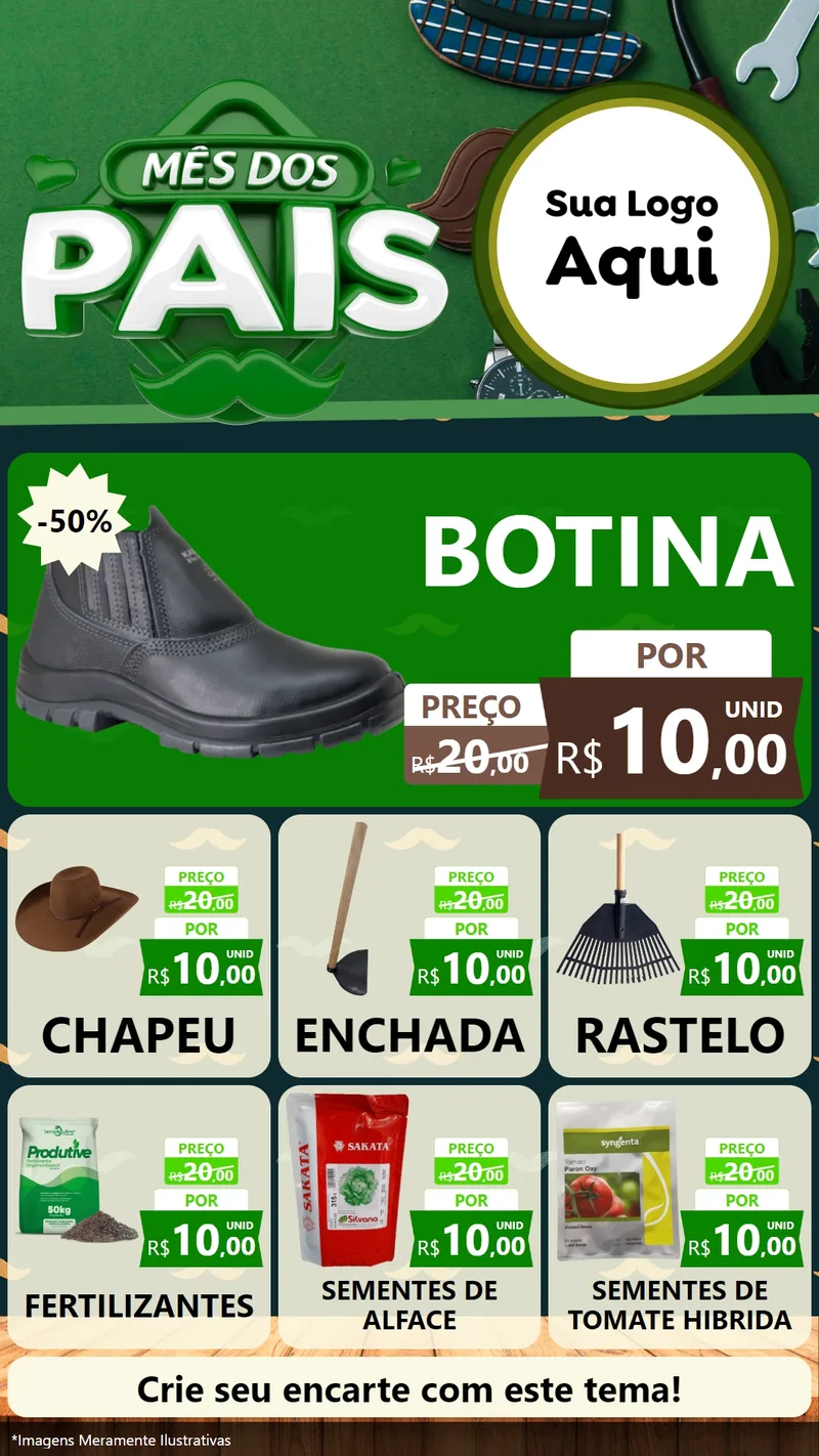 Modelo de Rede Social para Stories com o tema Mês dos Pais para Agropecuária