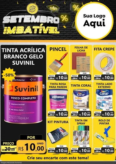 Modelo de Encarte para Encarte A4 Vertical com o tema Setembro Imbatível para Tintas e Ferramentas