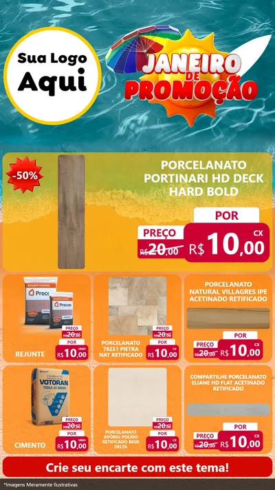 Modelo de Rede Social para Stories com o tema Janeiro de Promoção para Pisos e revestimentos