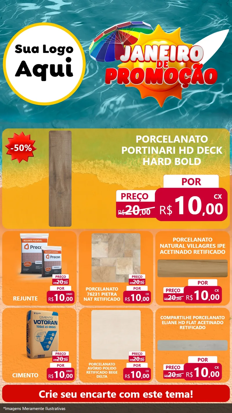 Modelo de Rede Social para Stories com o tema Janeiro de Promoção para Pisos e revestimentos