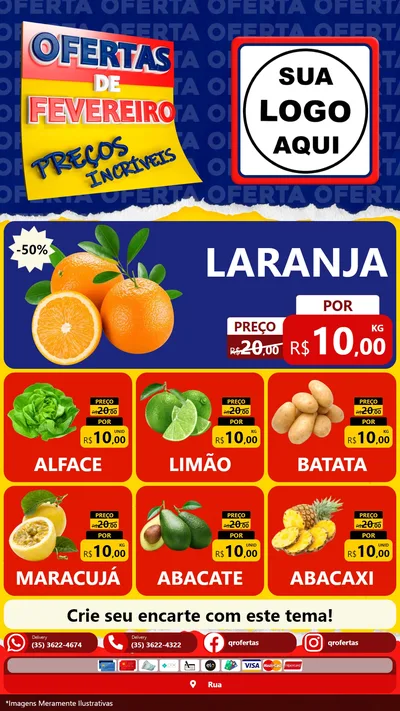 Modelo de Rede Social para Stories com o tema Ofertas de Fevereiro - Preços Incríveis para Hortifrúti