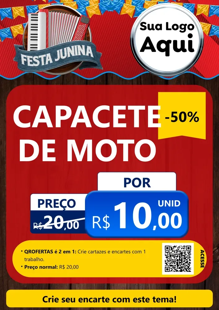 Modelo de Cartaz para Cartaz A4 Vertical com o tema Festa Junina para Moto peças