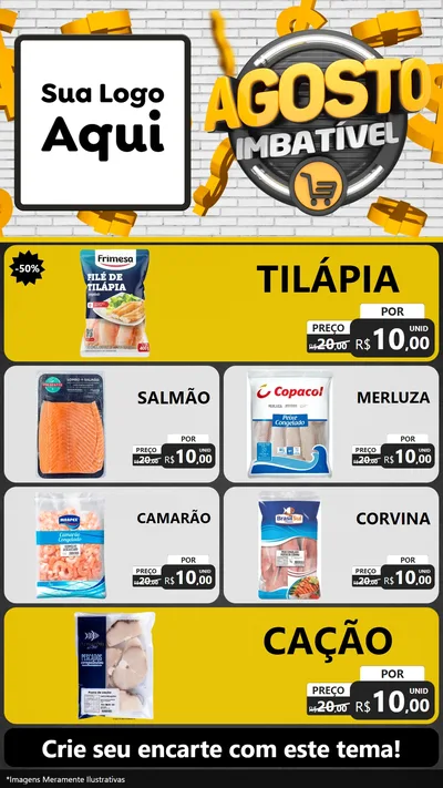 Modelo de TV para TV Vertical com o tema Agosto imbatível para Peixaria