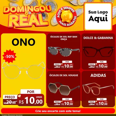 Modelo de Rede Social para Feed Facebook com o tema Domingou do Real para Óticas